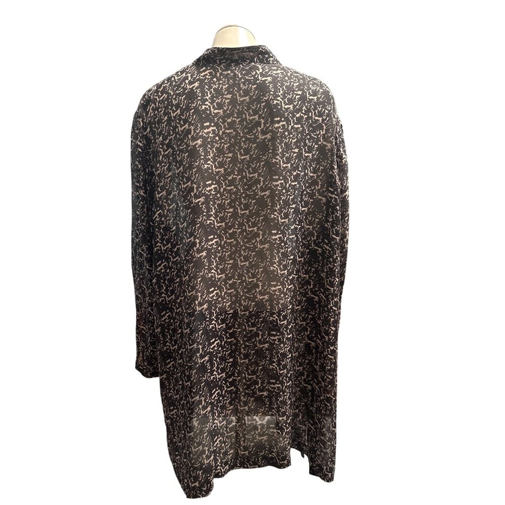 WinterSilks Size 2X Vintage Black Silk Top Sheer Abstract Print Euro Streetcore - Picture 5 of 9